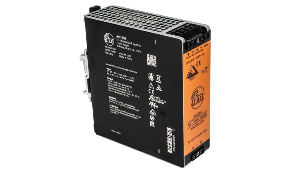 ifm AC1254, DIN Rail Power Supply, 115 → 230V ac, 30.55V dc, 4A Output