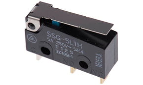 Omron SSG-5L1H, Hinge Lever Subminiature Micro Switch, Solder Terminal, 5 A @ 125 V ac, SPDT, IP40