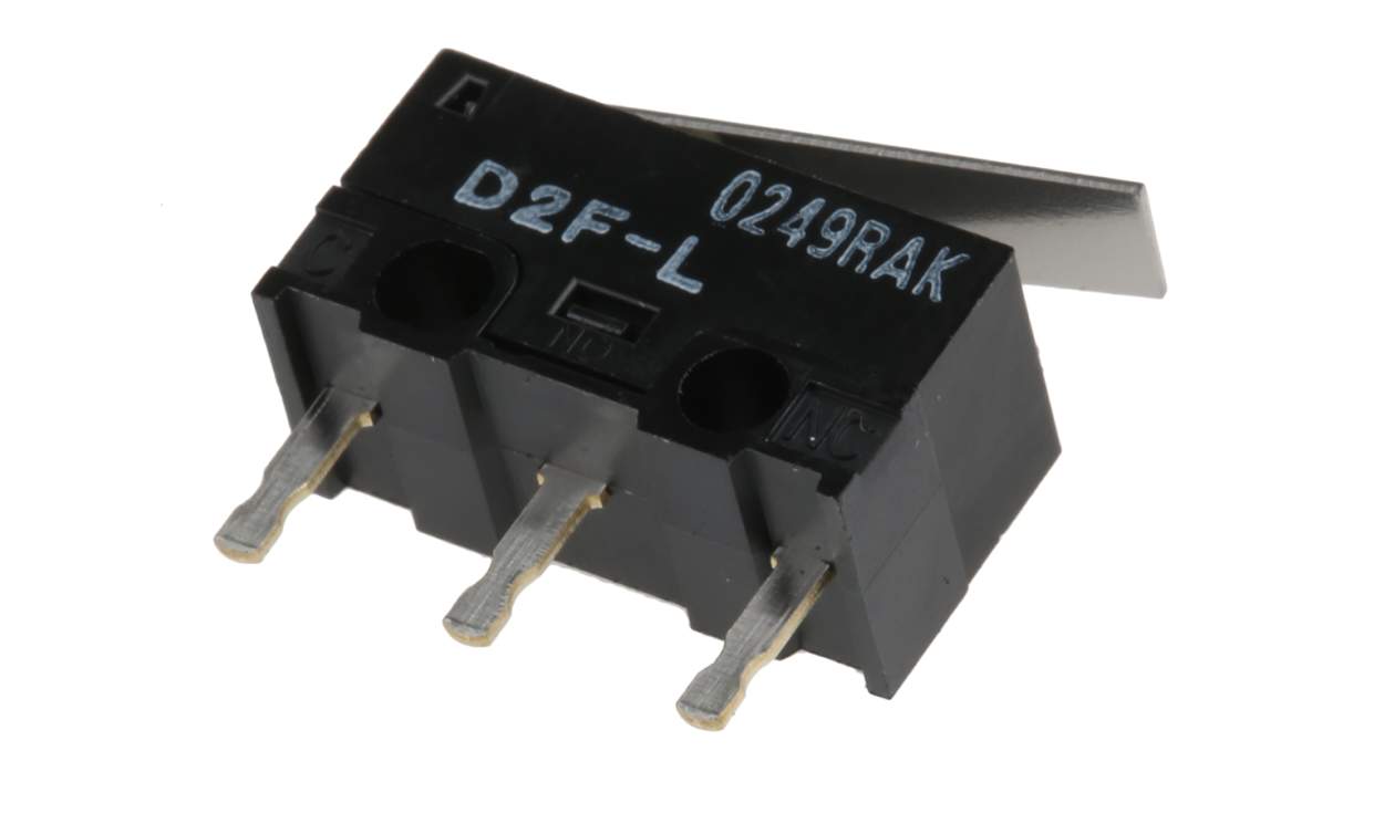 Omron D2F-L, Hinge Lever Micro Switch, PCB Terminal, 3 A @ 125 V ac, SPDT, IP40