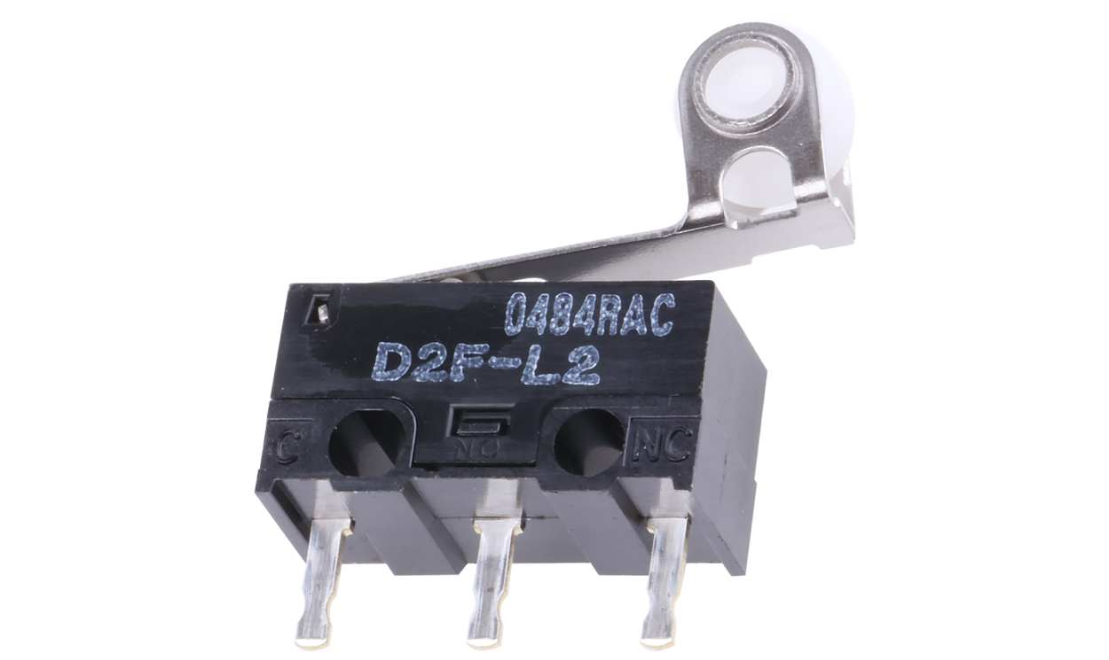 Omron D2F-L2, Roller Lever Micro Switch, PCB Terminal, 3 A @ 125 V ac, SPDT, IP40