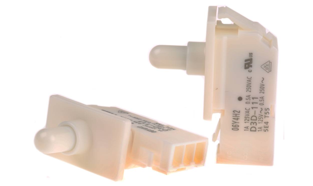 Omron D3D-111, Door Micro Switch, Plunger, SPDT 500 mA V ac @ 250 IP40, -30 → +60°C