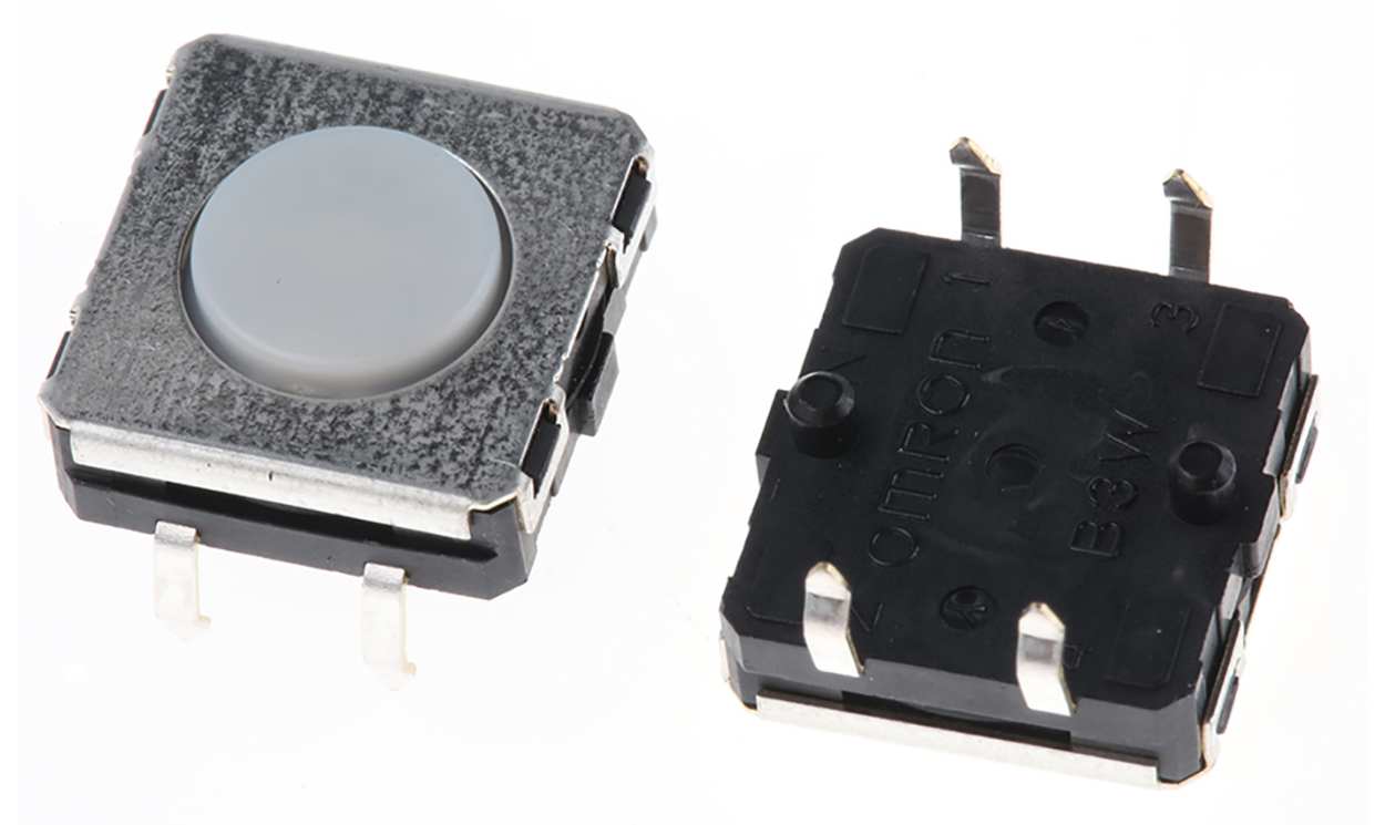 Omron B3W-4000, Plunger Tactile Switch, SPST 50 mA @ 24 V dc 0.75mm Through Hole