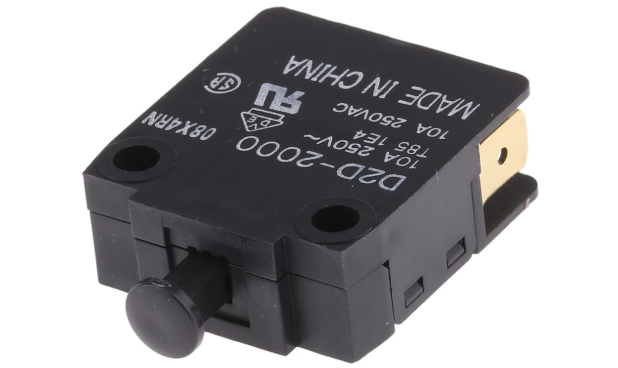 Omron D2D-2000, Door Micro Switch, Plunger, SPDT 10 A @ 250 V ac, -25 → +85°C