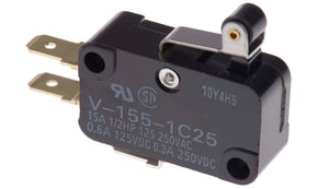 Omron V-155-1C25, Short Roller Lever Micro Switch, Tab Terminal, 15 A @ 250 V ac, SPDT, IP40