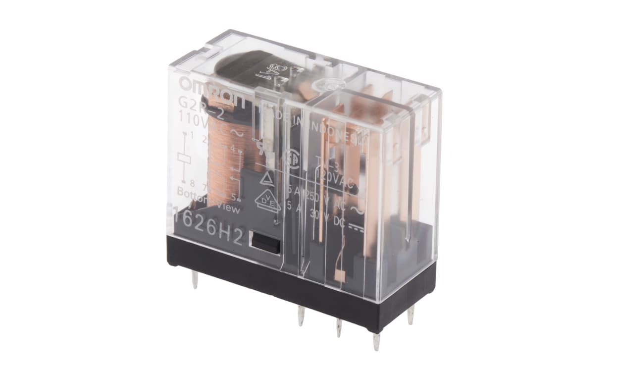 Omron G2R-2 AC110, PCB Mount Power Relay, 110V ac Coil, 5A Switching Current, DPDT - generaltechuae