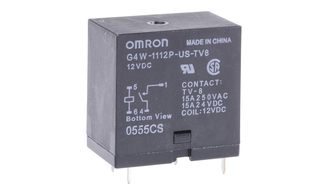 Omron G4W-1112P-US-TV8 DC12, PCB Mount Power Relay, 12V dc Coil, 15A Switching Current, SPST