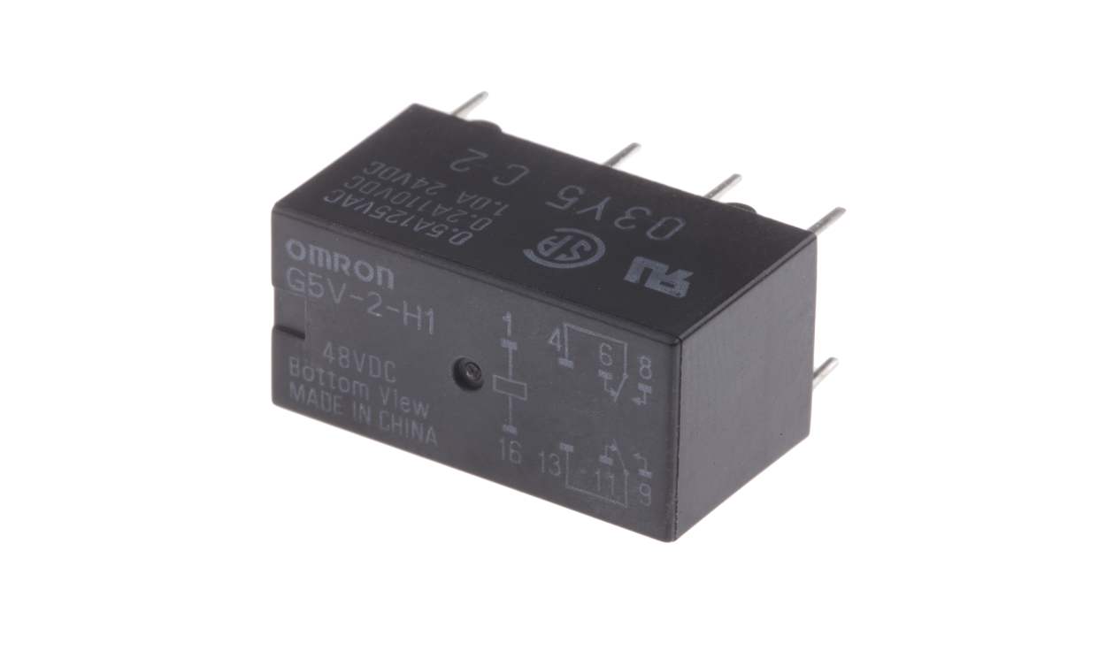 Omron G5V-2-H1 48DC, PCB Mount Signal Relay, 48V dc Coil, 1A Switching Current, DPDT