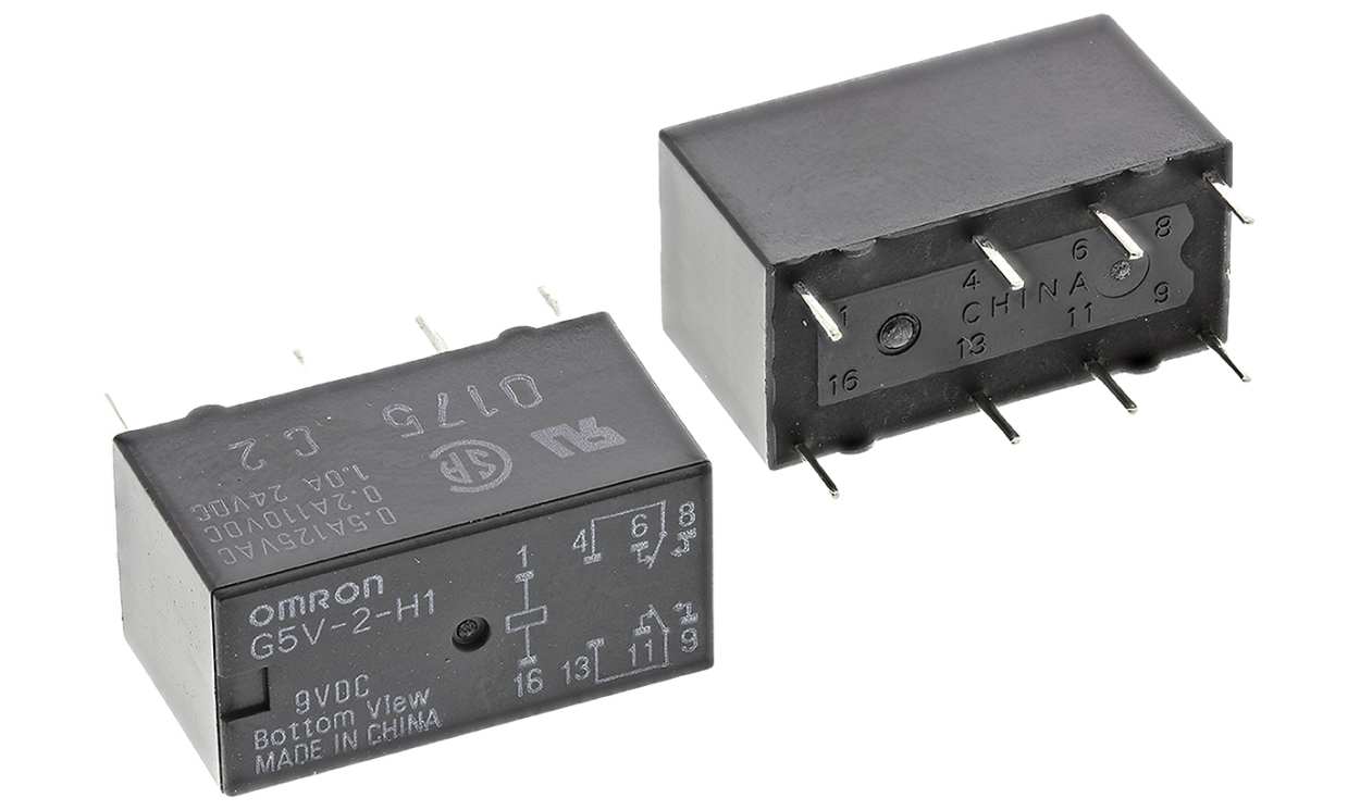 Omron G5V-2-H1 9DC, PCB Mount Signal Relay, 9V dc Coil, 1A Switching Current, DPDT