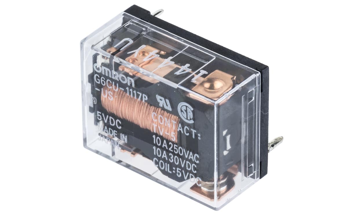 Omron G6CU-1117P-US 5DC, PCB Mount Latching Power Relay, 5V dc Coil, 10A Switching Current, SPST - generaltechuae