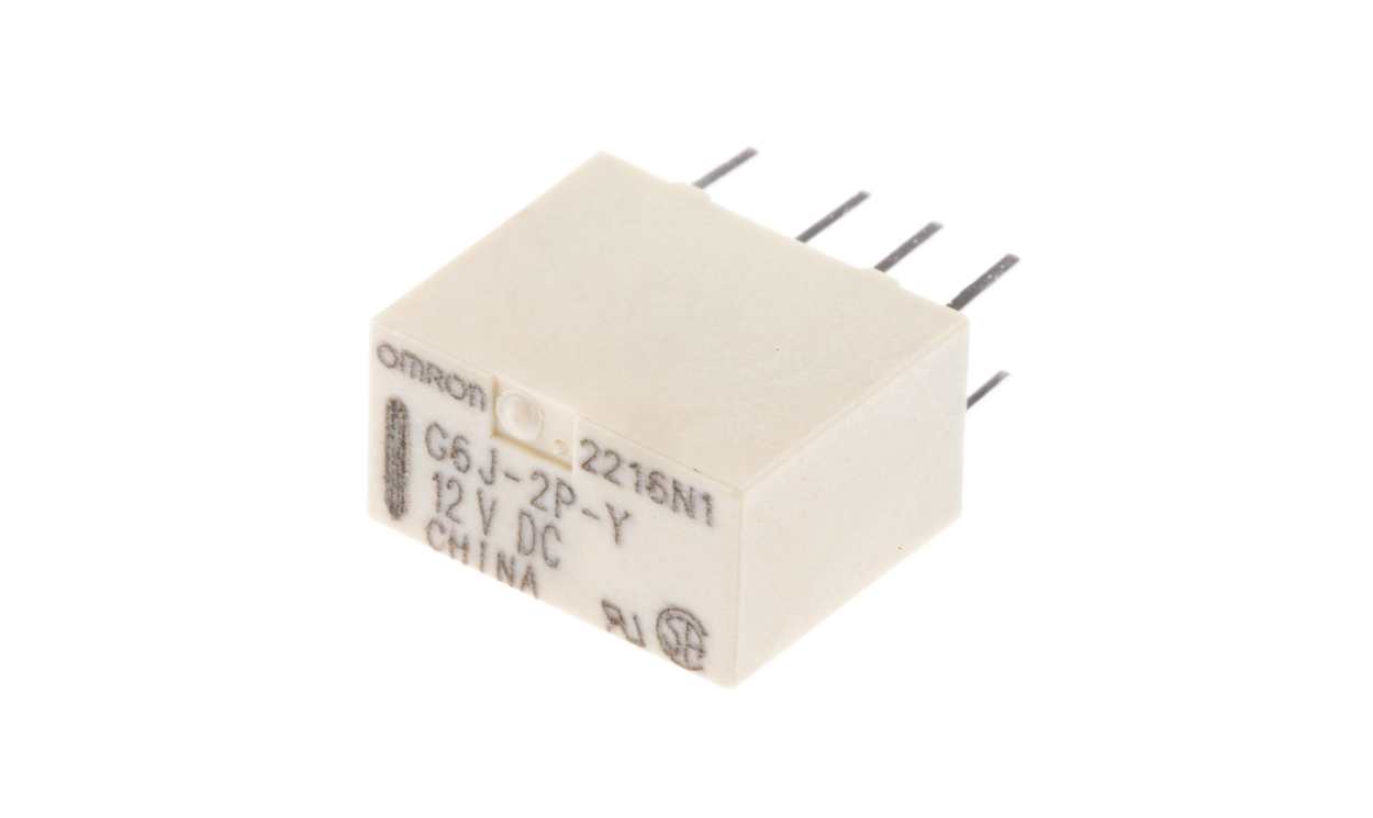 Omron G6J-2P-Y DC12, PCB Mount Signal Relay, 12V dc Coil, 1A Switching Current, DPDT
