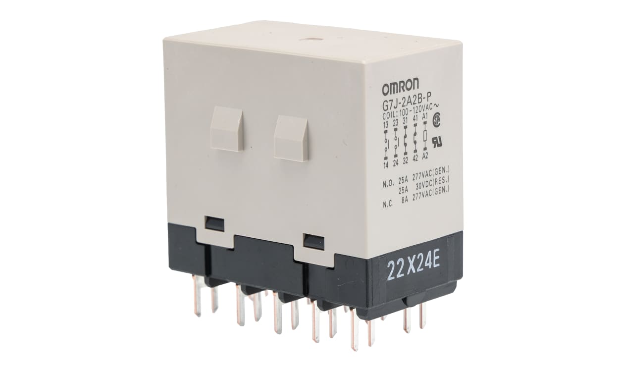 Omron G7J-2A2B-P 100/120VAC, PCB Mount Power Relay, 100V ac Coil, 25A Switching Current, DPDT