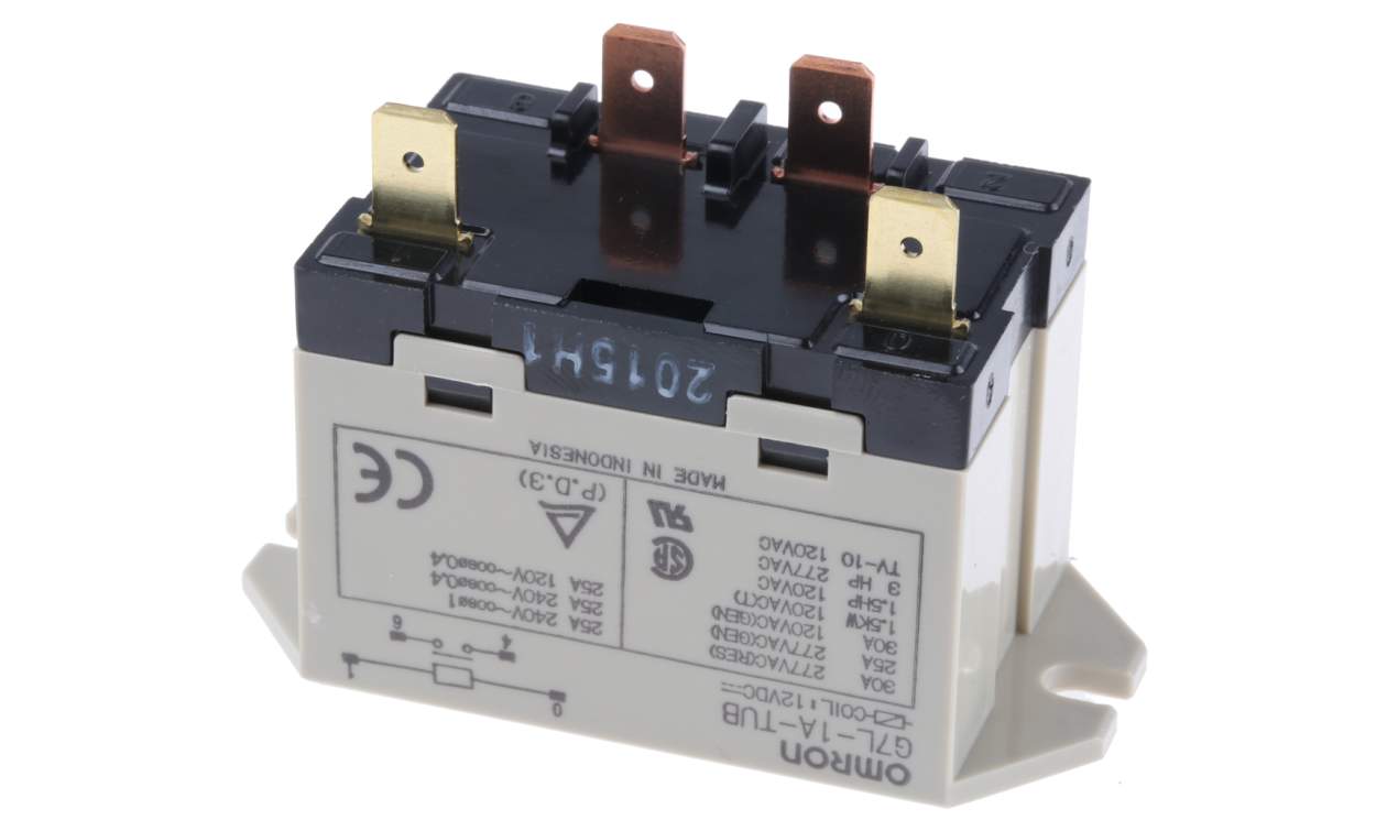Omron G7L-1A-TUB 12DC, Flange Mount Power Relay, 12V dc Coil, 30A Switching Current, SPST