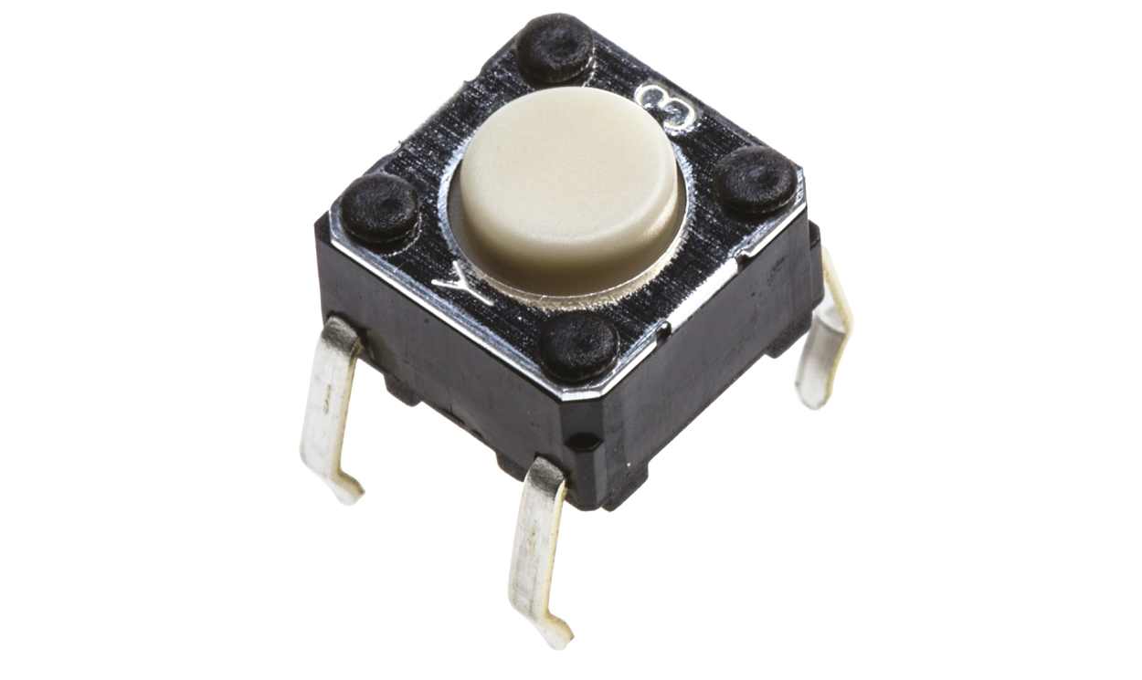 Omron B3F-1000, Grey Plunger Tactile Switch, SPST 50 mA @ 24 V dc 0.9mm Through Hole