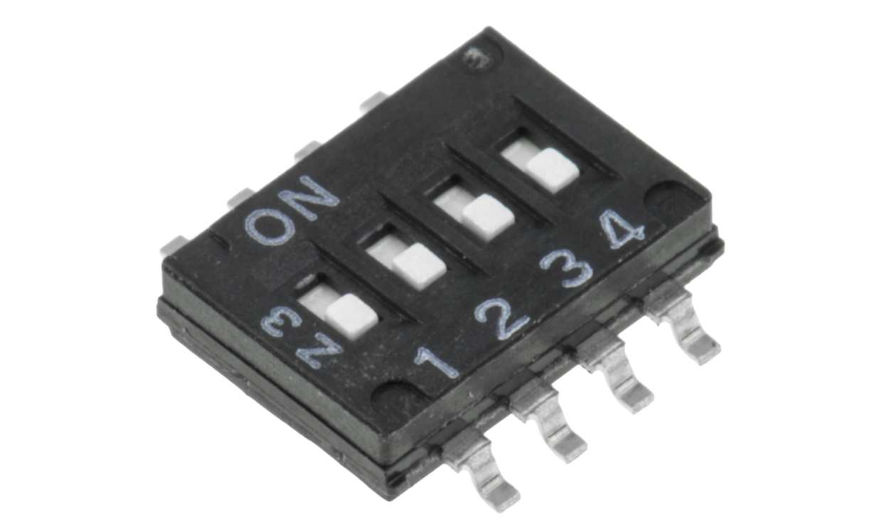 Omron A6H4101, 4 Way Surface Mount DIP Switch 4PST
