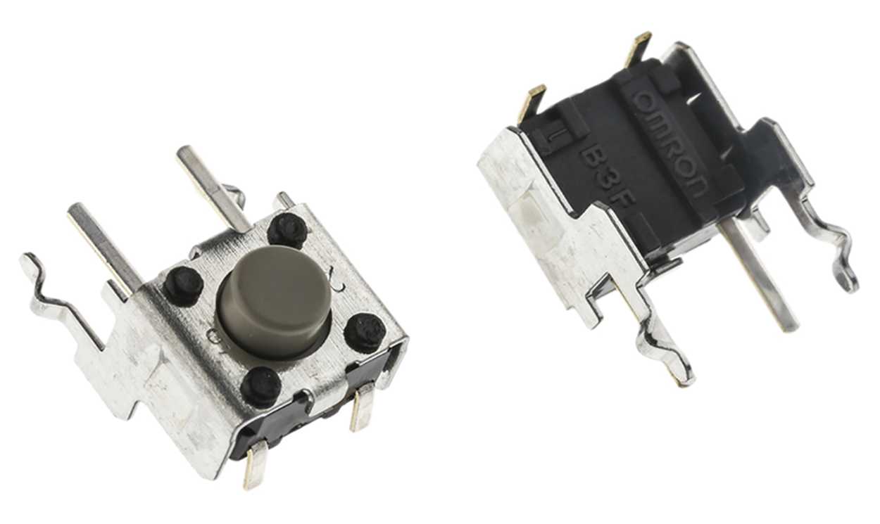 Omron B3F-3122, Grey Plunger Tactile Switch, SPST 50 mA @ 24 V dc 1.6mm Through Hole
