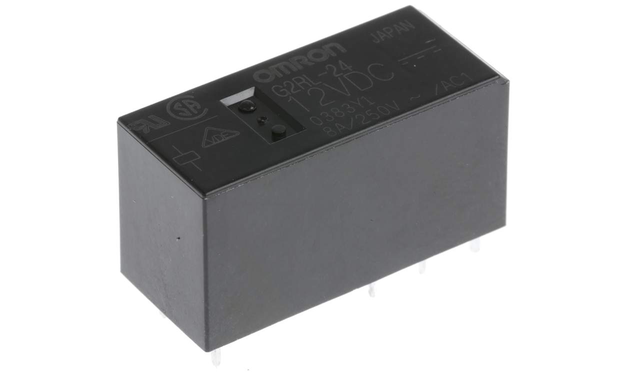 Omron G2RL-24 DC12, PCB Mount Power Relay, 12V dc Coil, 8A Switching Current, DPDT