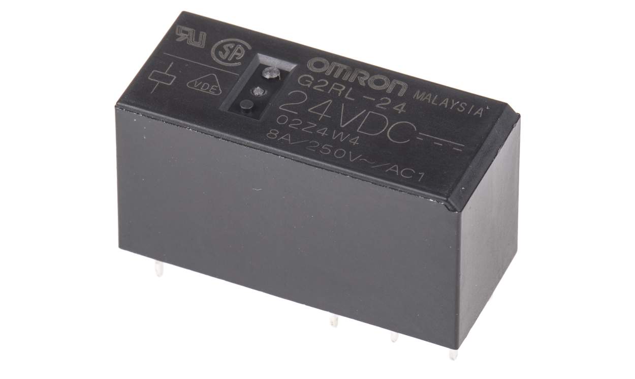 Omron G2RL-24 DC24, PCB Mount Power Relay, 24V dc Coil, 8A Switching Current, DPDT