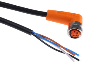 ifm EVC153, Right Angle Female 4 way M8 to Unterminated Sensor Actuator Cable, 2m