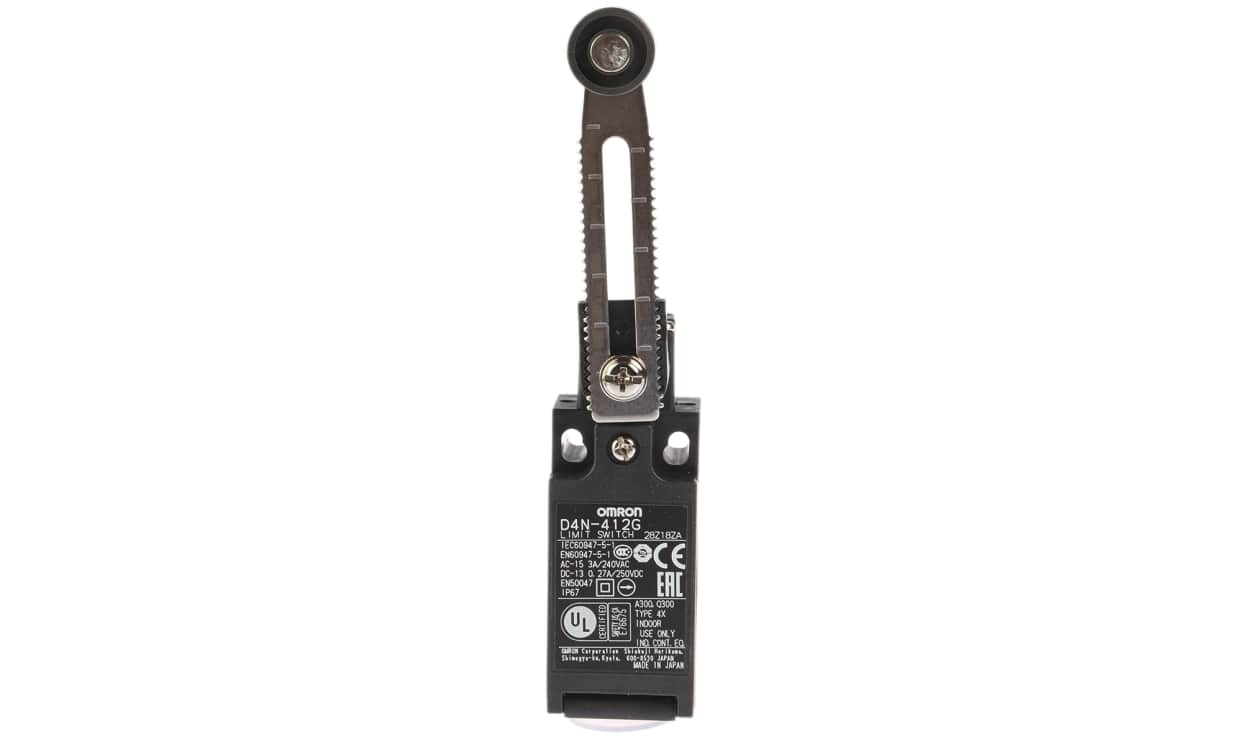 Omron D4N-412G, D4N Series Adjustable Roller Lever Limit Switch, 1NC/1NO, DPST, Plastic Housing