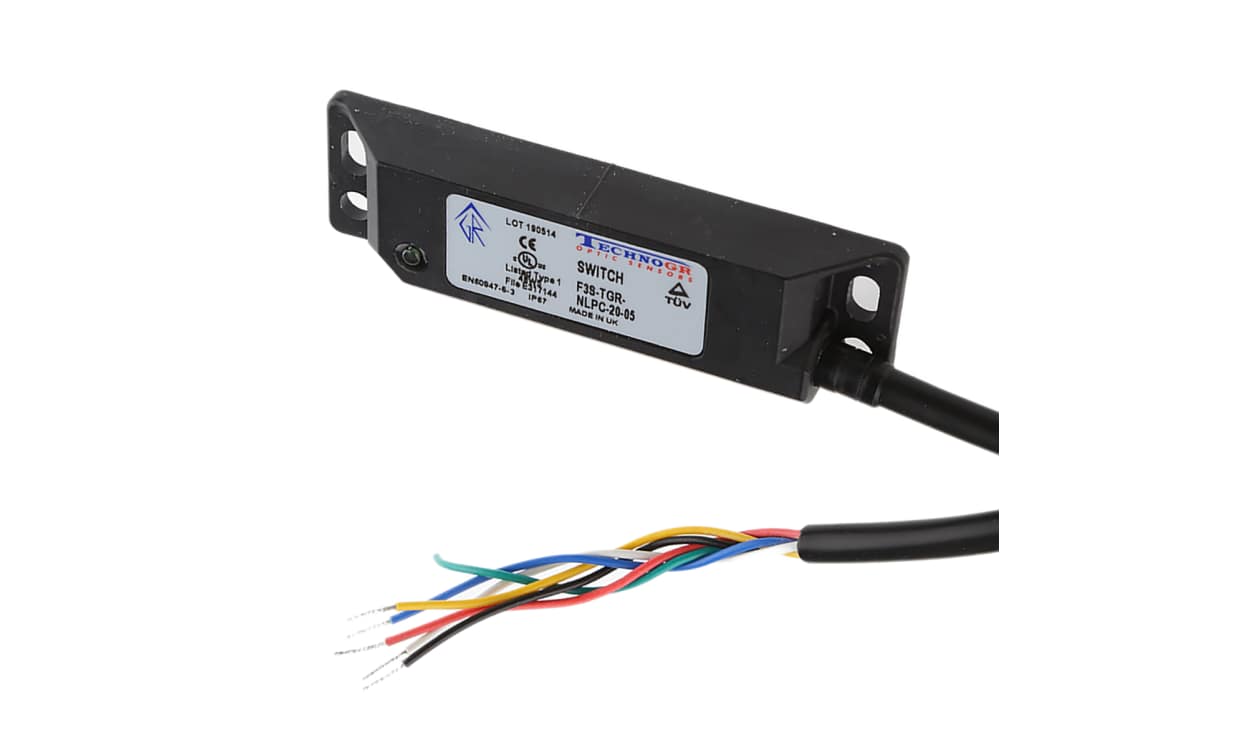 Omron F3S-TGR-NLPC-20-05, F3S-TGR-N_C Series Magnetic Non-Contact Safety Switch, 24V dc, Plastic Housing, 2NC, 5m Cable