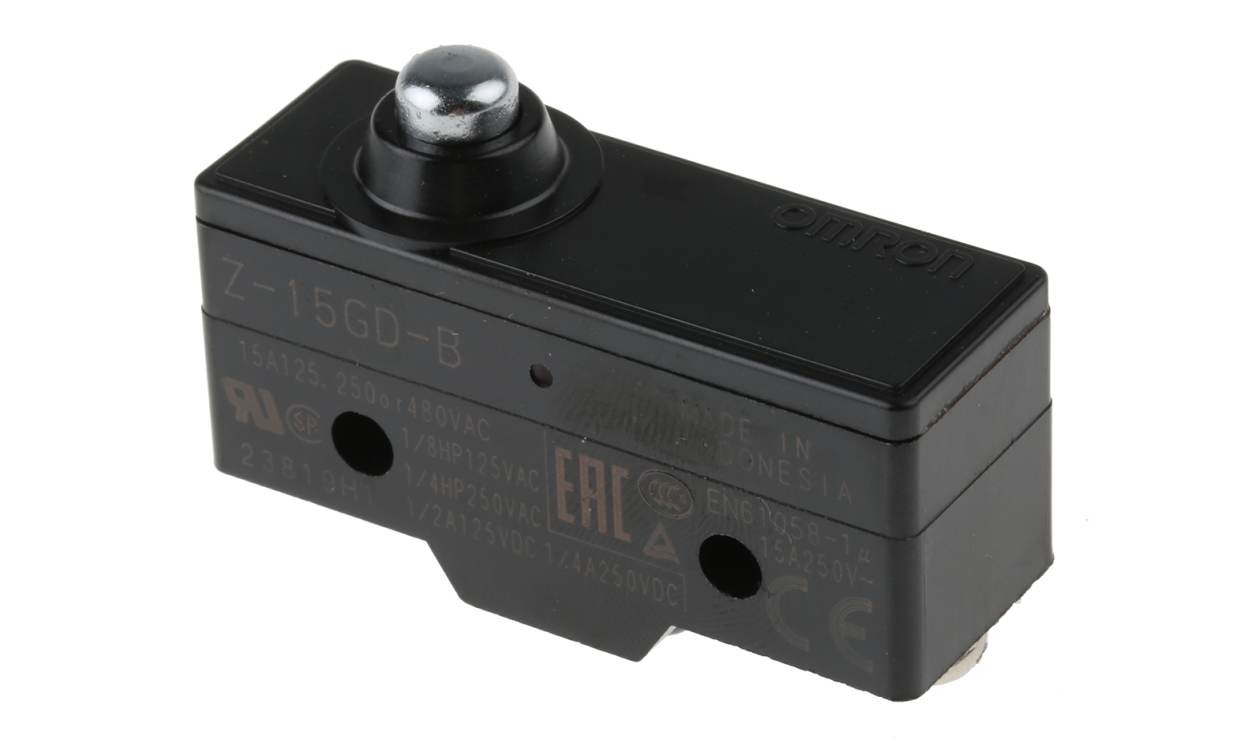 Omron Z-15GD-B, Z Series Plunger Limit Switch, NO/NC, IP00, SPDT, Thermosetting Resin Housing, 500V ac Max, 15A Max