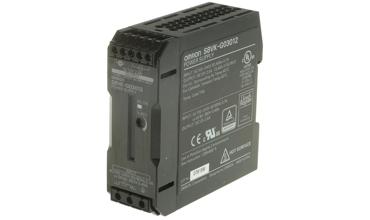 Omron S8VK-G03012, S8VK-G Switched Mode DIN Rail Power Supply, 100 → 240 V ac / 90 → 350V dc ac, dc Input, 12V dc dc