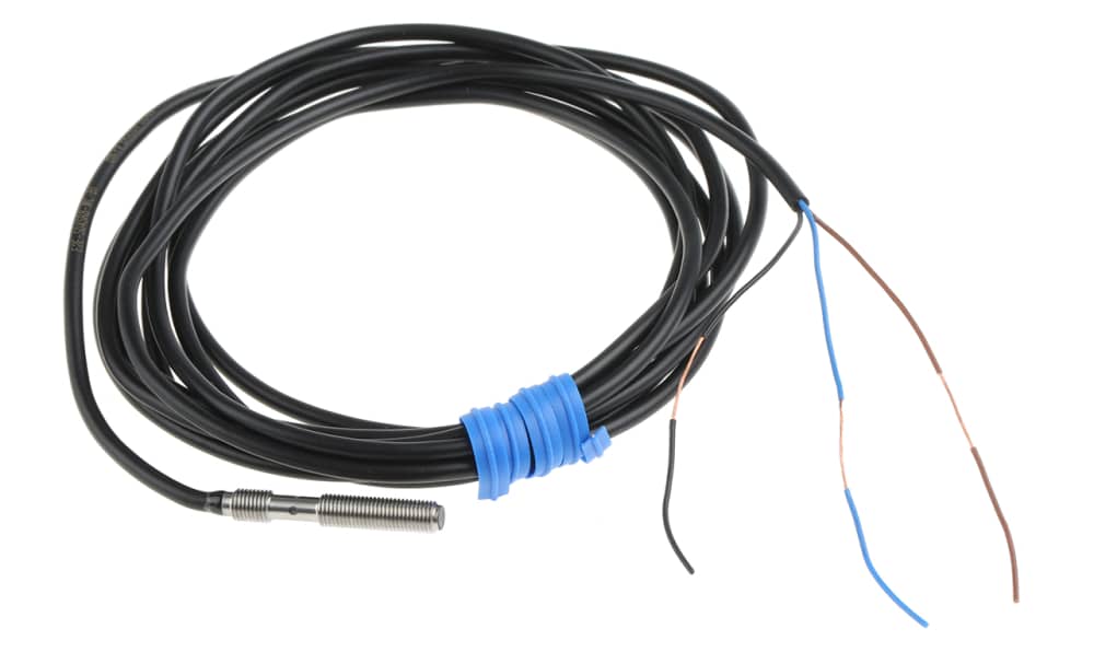 Omron E2E-S04SR8-WC-B1 2M, Inductive Threaded Barrel Proximity Sensor, M4, 0.8 mm Detection, PNP NO, 10 → 30 V dc