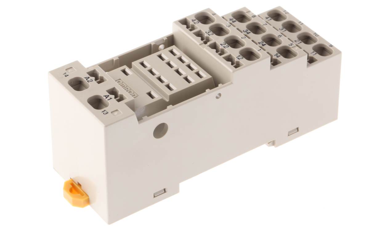 Omron PYF14S, MY4 14 Pin 250V ac DIN Rail Relay Socket, for use with MY2 Series, MY4 Series - generaltechuae
