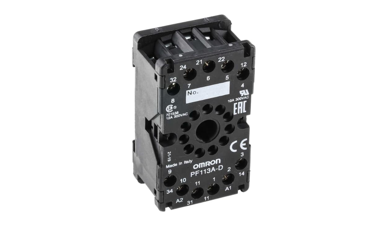 Omron PF113A-D, MKS 11 Pin 300V ac DIN Rail Relay Socket, for use with MKS Series - generaltechuae