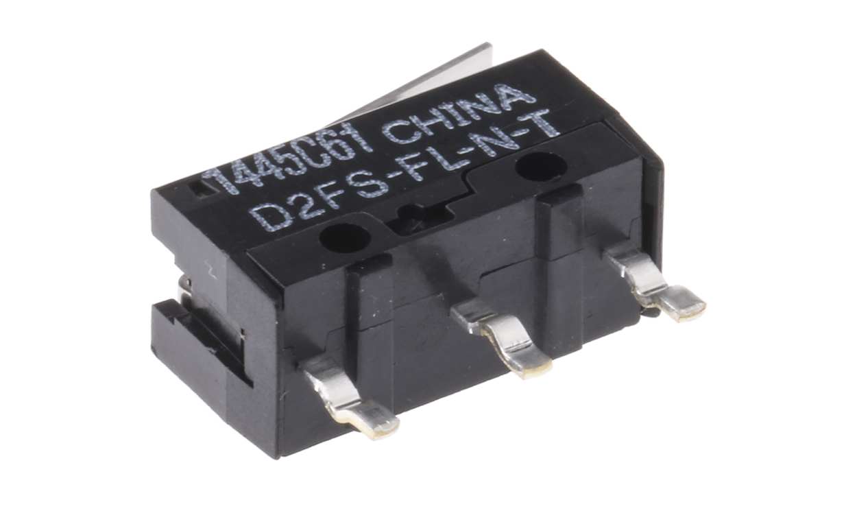 Omron D2FS-FL-N-T, Hinge Lever Micro Switch, PCB Self-Clinching Terminal, 100 mA @ 5 V dc, SPST, IP40