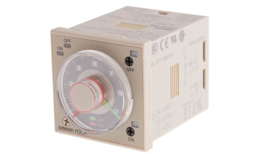 Omron H3CR-F8N AC24-48/DC12-48, H3CR Series DIN Rail Mount Timer Relay, 24 → 48V ac, 2-Contact, 0.05 s → 300 h, DPDT