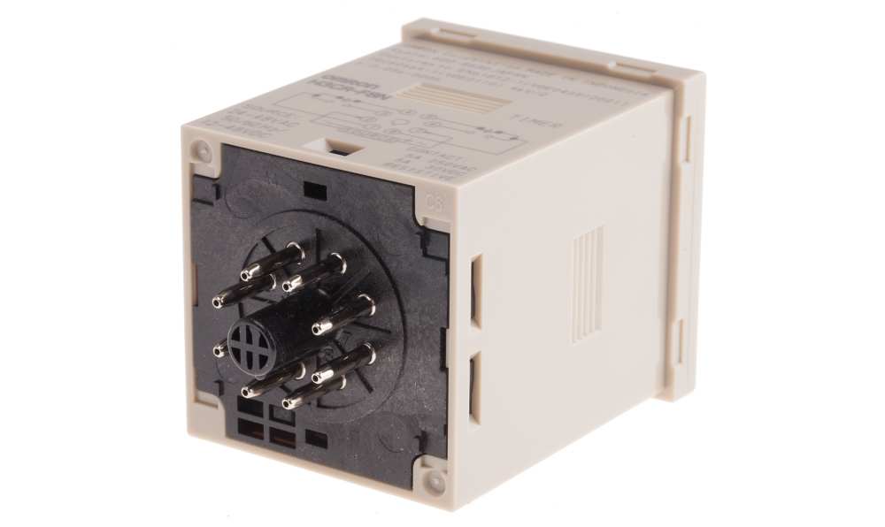 Omron H3CR-F8N AC24-48/DC12-48, H3CR Series DIN Rail Mount Timer Relay, 24 → 48V ac, 2-Contact, 0.05 s → 300 h, DPDT