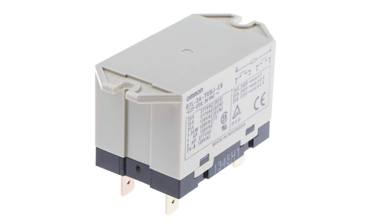Omron G7L-2A-TUBJCB-AC24, Flange Mount Power Relay, 24V ac Coil, 25A Switching Current, DPST