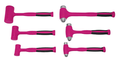 Snap-on HBFEBD106EP | HBFE/HBBD Dead Blow Hammer Set | 6 pc, HBFE and HBBD hammers, Electric Pink