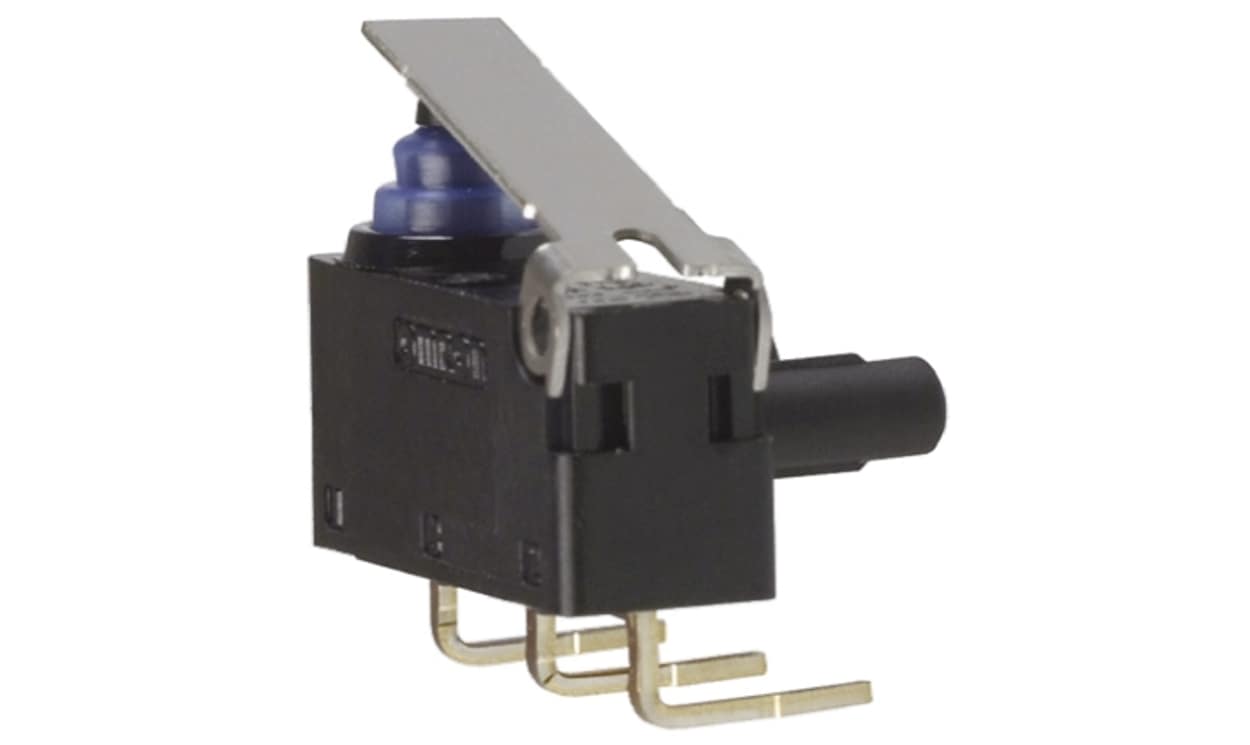 Omron D2HW-BR211DR, Hinge Lever Micro Switch, Right Angle PCB Terminal, 2 A @ 12 V dc, SPDT, IP67