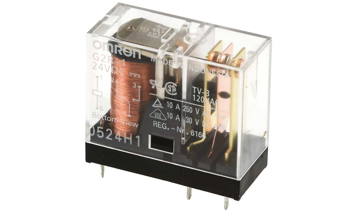 Omron G2R-1 DC24, PCB Mount Power Relay, 24V dc Coil, 10A Switching Current, SPDT