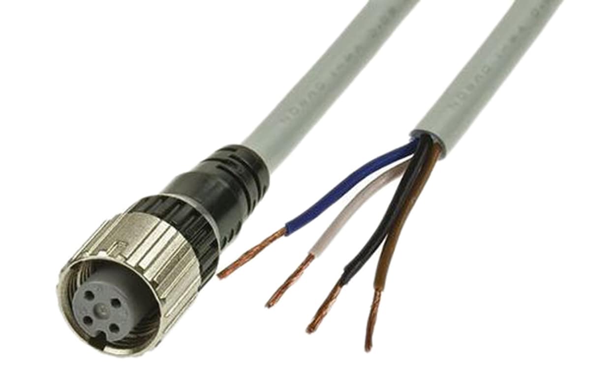 Omron XS5F-D421-C80-F, Straight Female 4 way M12 to Unterminated Sensor Actuator Cable, 1m