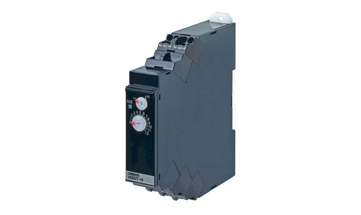 Omron H3DT-HDL 200-240VAC, H3DT Series DIN Rail Mount Timer Relay, 200 → 240V ac, 2-Contact, 1 → 120s, 1-Function, SPDT - generaltechuae