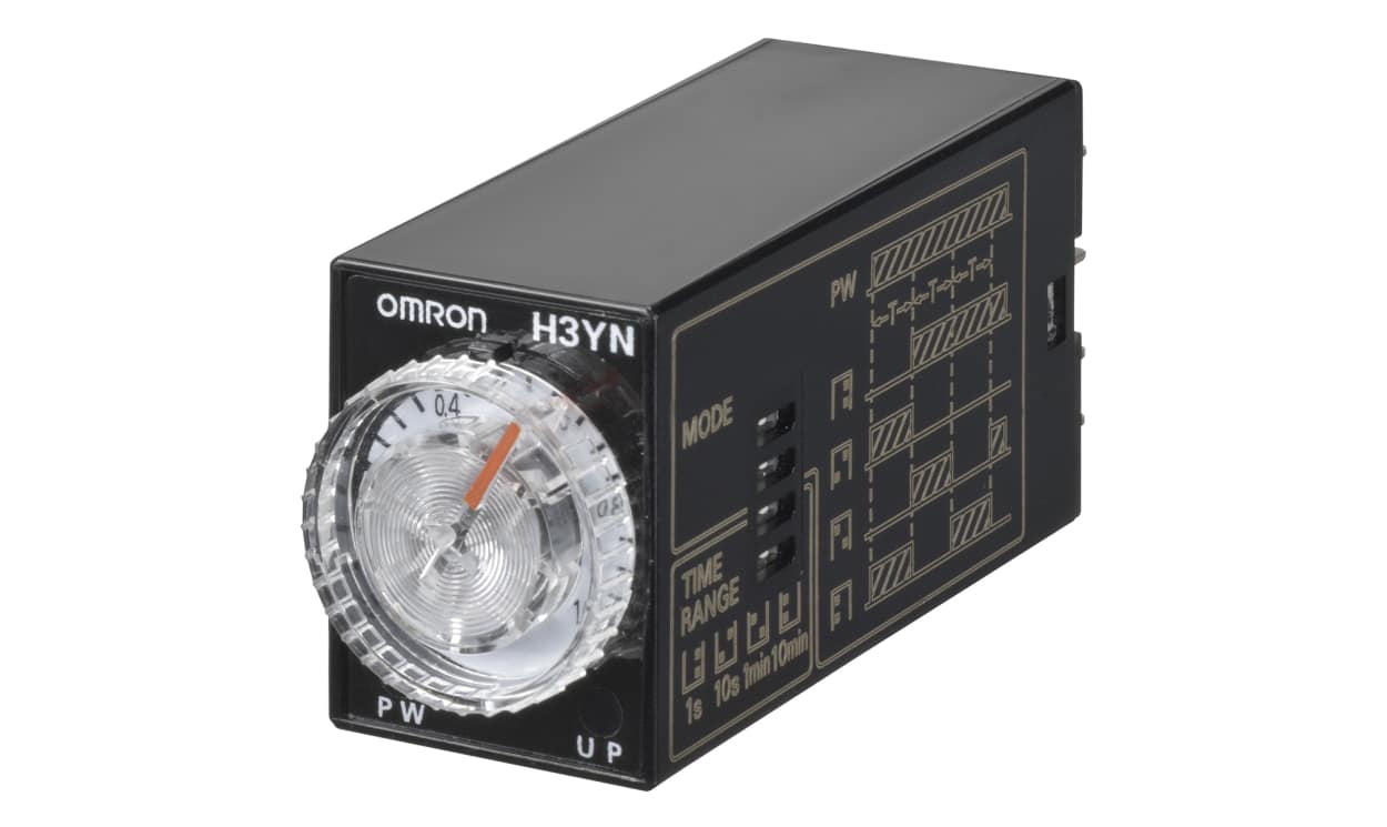 Omron H3YN-2-B DC12, H3YN Series Panel Mount Timer Relay, 12V dc, 4-Contact, 0.1 s → 10min, DPDT