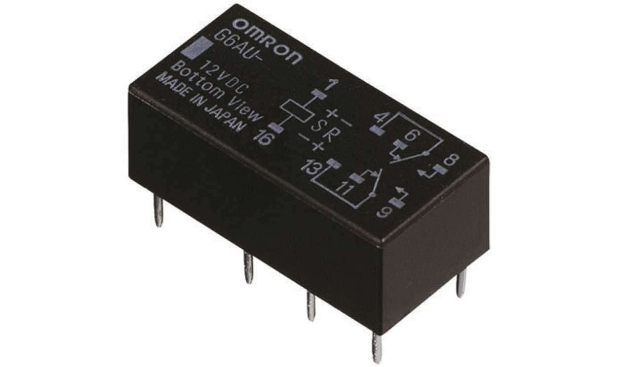 Omron G6AU-234P 24DC, PCB Mount Latching Signal Relay, 24V dc Coil, 2A Switching Current, DPDT