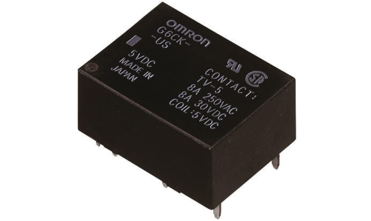 Omron G6CK-2114P-US DC5, PCB Mount Latching Power Relay, 5V dc Coil, 8A Switching Current, SPDT