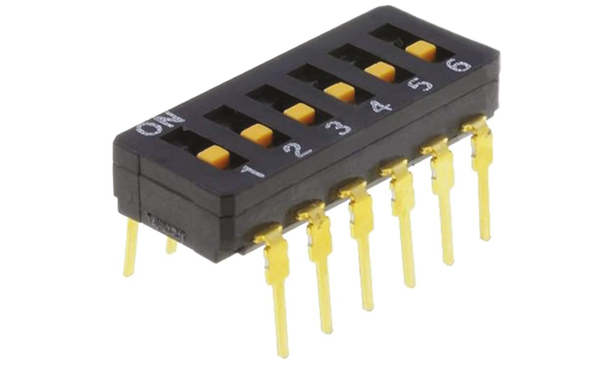 Omron A6D-6100, 6 Way Through Hole DIP Switch 6PST