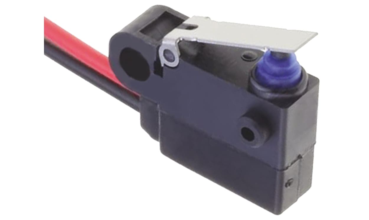 Omron D2HW-C213MR, Hinge Lever Micro Switch, Pre-wired Terminal, 2 A @ 12 V dc, SPST, IP67
