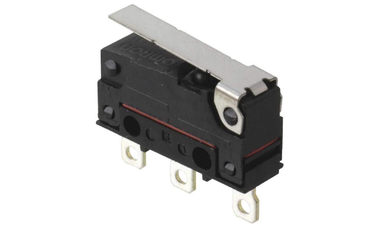 Omron D2SW-P2L1H, Hinge Lever Micro Switch, Solder Terminal, 2 A @ 250 V ac, SPDT, IP67