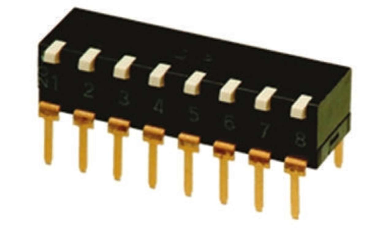 Omron A6TR8104, 8 Way Through Hole DIP Switch SPST, Lever Actuator