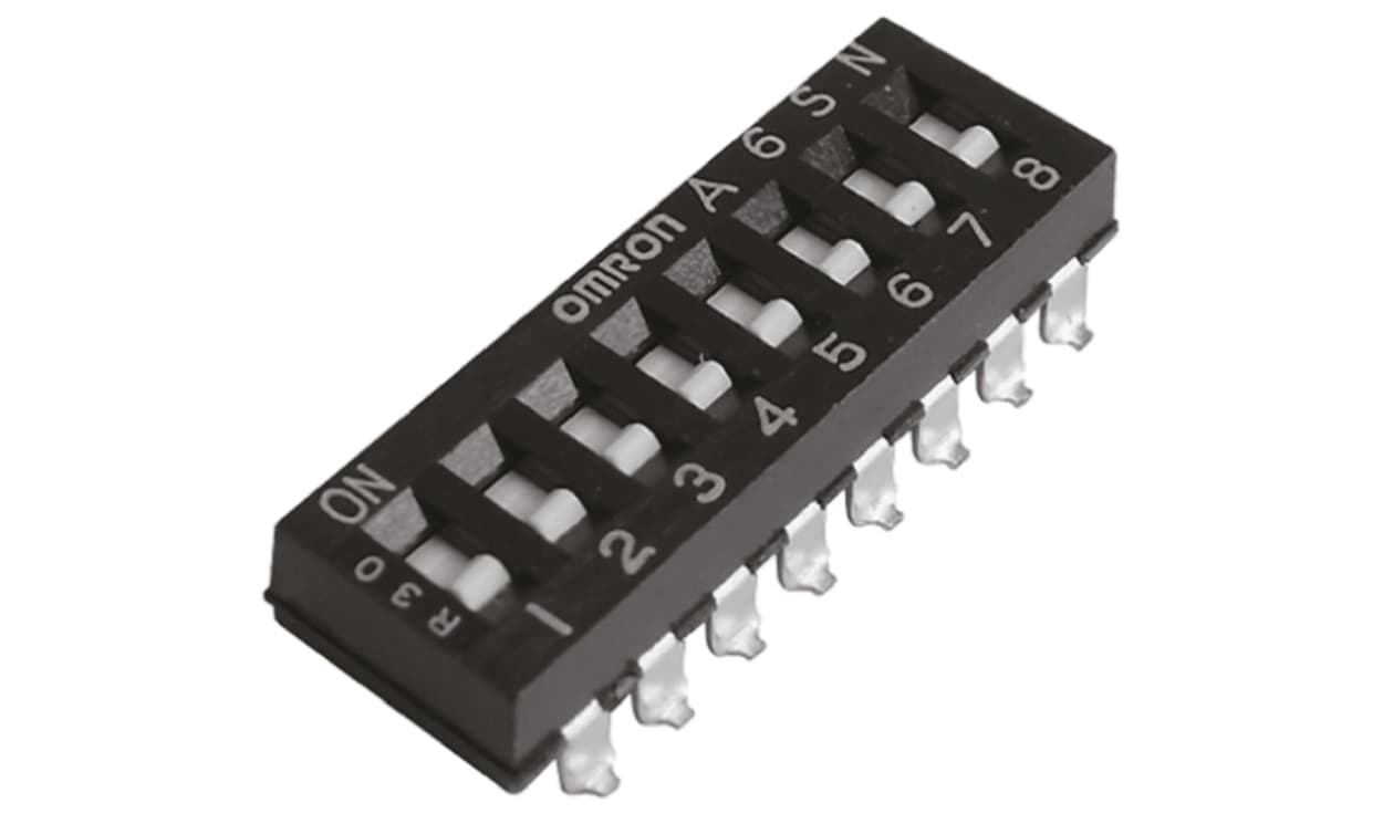 Omron A6SN-8101, 8 Way Surface Mount DIP Switch SPST, Flat, Slide Actuator