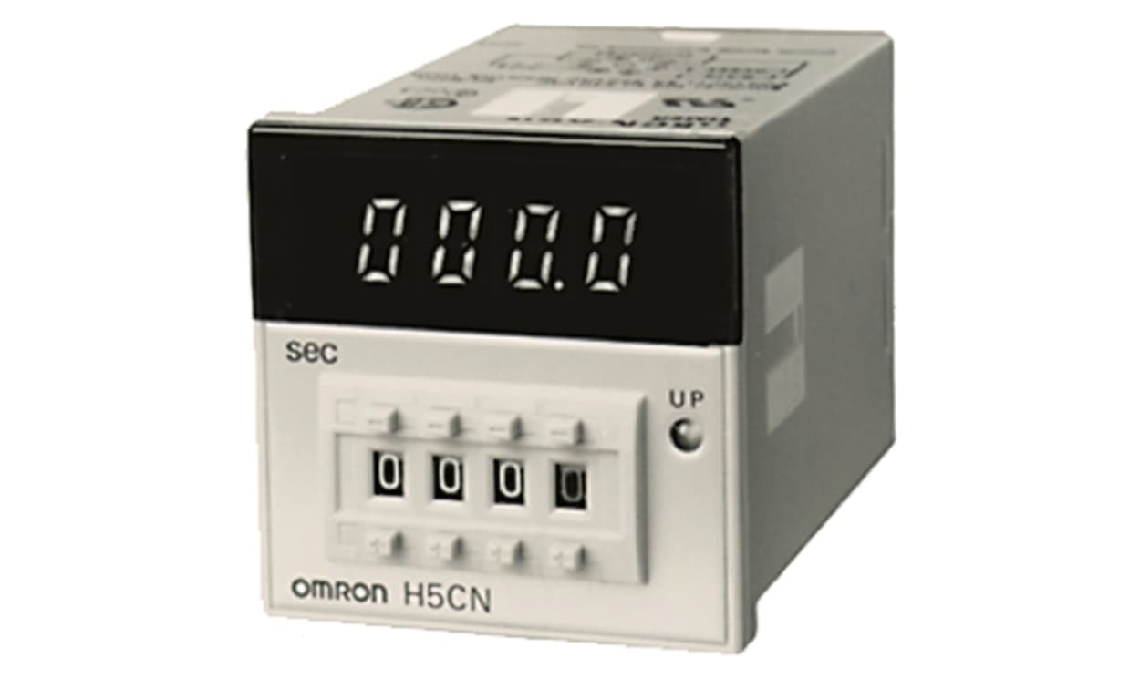 Omron H5CN-YCN AC100-240, H5CN Series DIN Rail, Panel Mount, Surface Mount Timer Relay, 100 → 240V ac, 1-Contact, 1s, 1-Function - generaltechuae