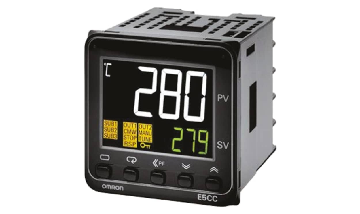 Omron E5CC-RX3D5M-005, E5CC Panel Mount PID Temperature Controller, 96 x 96mm, 1 Output Relay, 24 V ac/dc Supply Voltage ON/OFF, PID, - generaltechuae