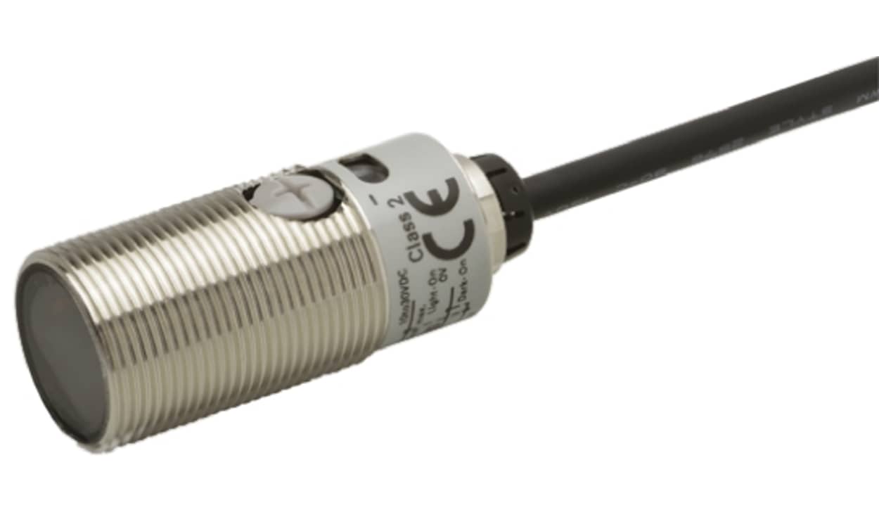 Omron E3FB-BP12 2M, Clear Object Detection Photoelectric Sensor, Barrel Sensor, 100 mm → 2 m Detection Range