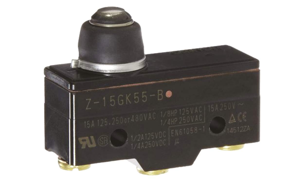 Omron Z-15GK55, Z Series Coil Spring Limit Switch, NO/NC, IP62, SPDT, Thermosetting Resin Housing, 500V ac Max, 15A Max